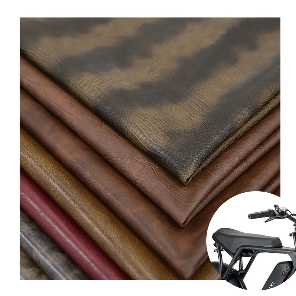 Faux Waterproof Car Upholstery Material Synthetic Leather PVC Stitching Leather For bike seat cover