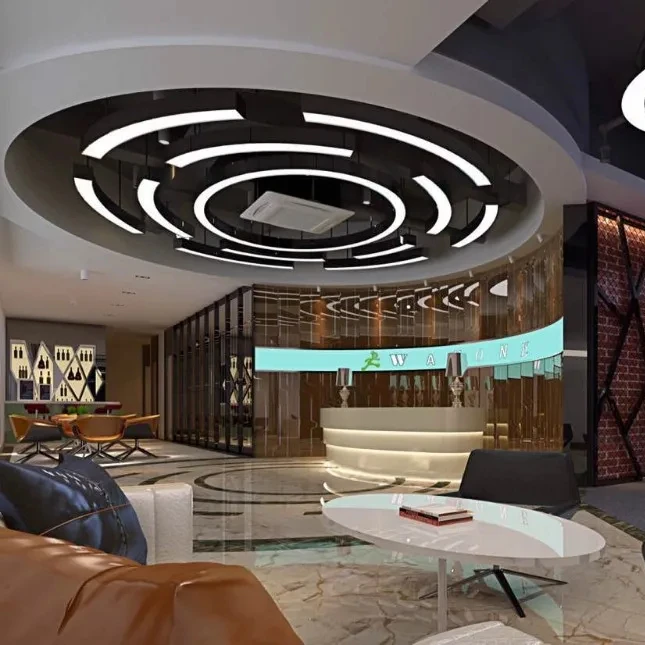 100W Circular Pendant LED Ring Light round Aluminum Profile Extrusion LED Crval D1200mm White Emitting for Office Lightings