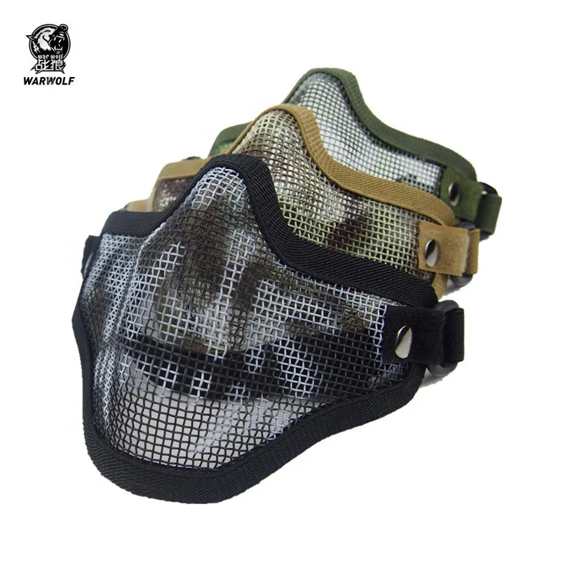 Single belt carbon steel half face military tactical combat customized paintball masks for sale