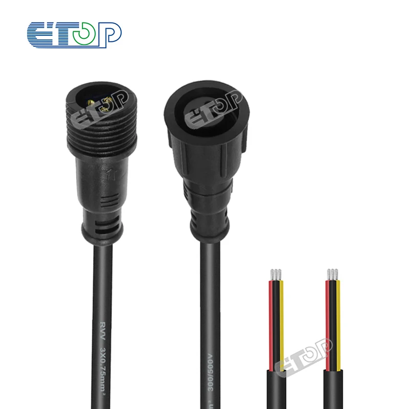 3 core 50CM Male to Female Pigtail pairs led Connector BLACK Cable 50CM  for 3 pin LED Smart Pixel Lights