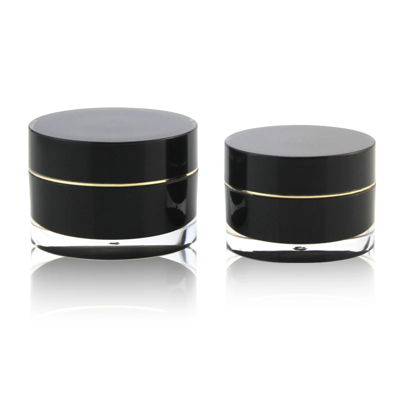 Luxury Empty Double Wall Black 30g 50g Plastic Containers Round Shape Body Face Eye Cosmetic Packaging Lotion Acrylic Cream Jars