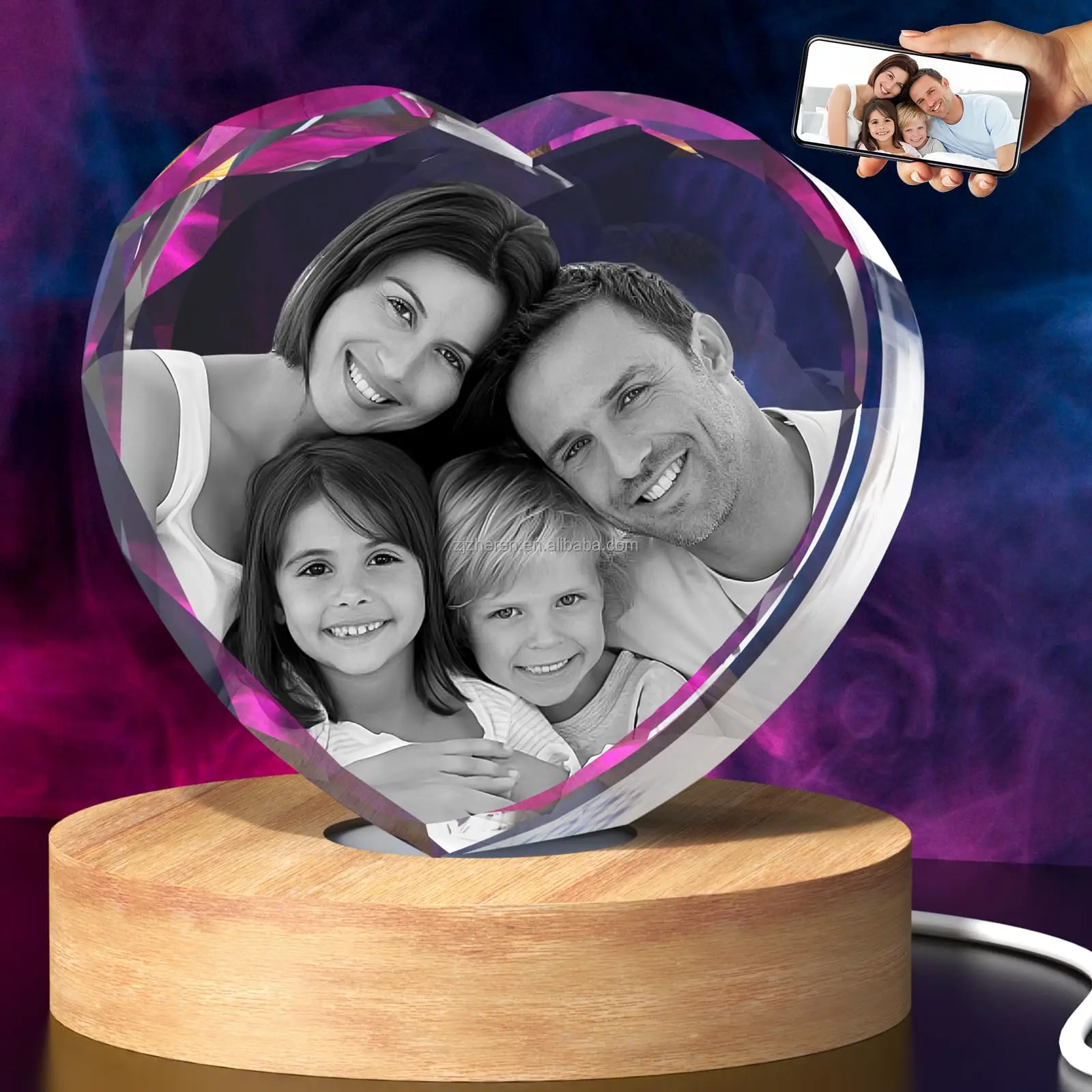 Personalized K9 3D crystal photo  ideal gifts for women  her and mom  With customized pictures on laser etched glass