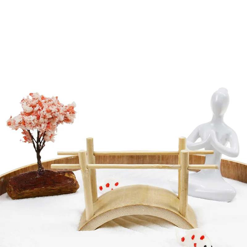 Custom High quality new model wholesale japanese buddha kit zen garden decorative desktop mini round zen garden