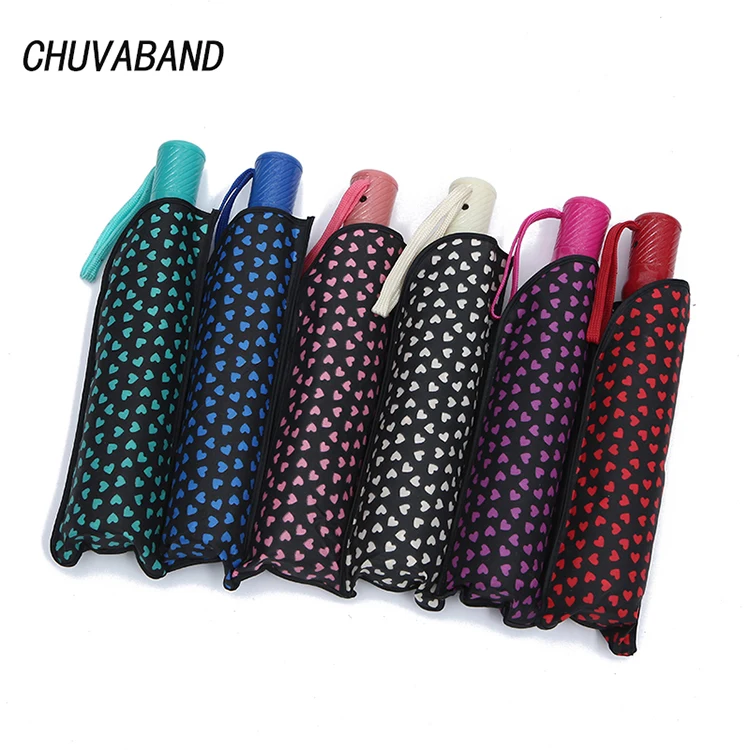 Модный складной зонт CHUVABAND с милым рисунком сердца детский от дождя и УФ-лучей для девочек женский ветрозащитный в форме