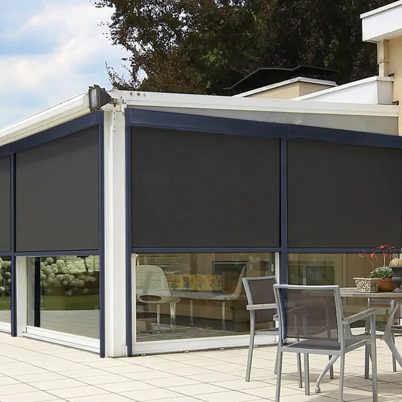 Smart Electric Roller Blinds PVC Waterproof Fabric Motorized Vertical Curtain Raised Blinding Zip Screen Shade