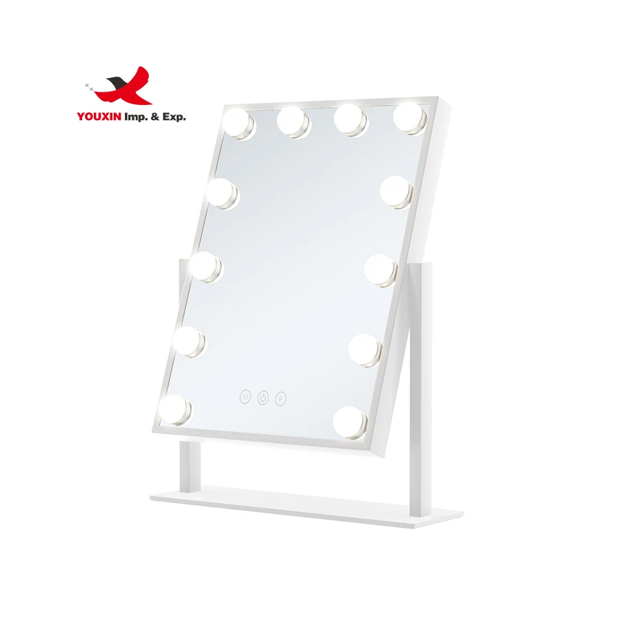 Factory Hot Selling Intelligent Touch Single LED Vanity Mirror Desktop Three-color Light Adjustable Brightness Makeup Mirror