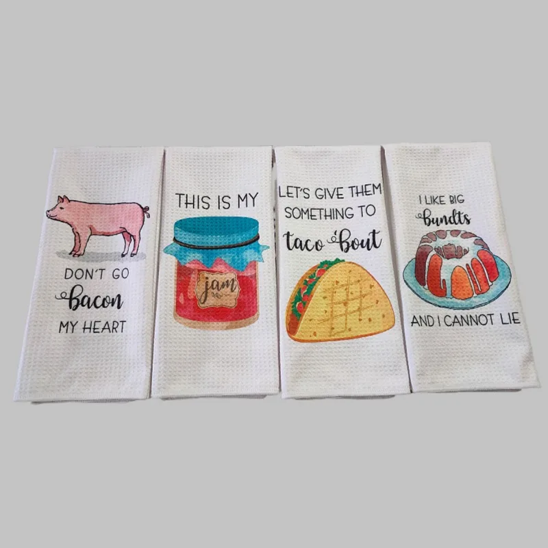 Christmas sublimation blanks polyester tea towel sublimation waffle weave kitchen towels