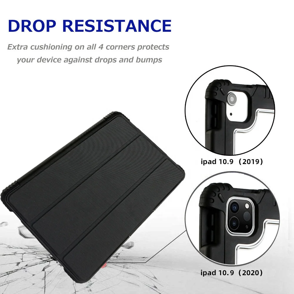 TPU Frame Case for IPad Basic 10.9 inches Heavy Duty Hard Shell with PC Leather Anti Drop and Scratch Cover with Pen Holder