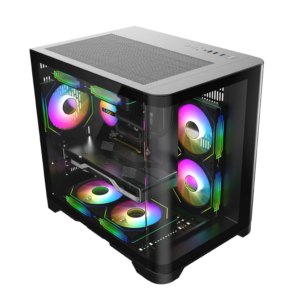 Tempered Glass MATX Mid Tower Gamer Case Micro Desk Casing Pc Cabinet Gaming Computer Case Chassis