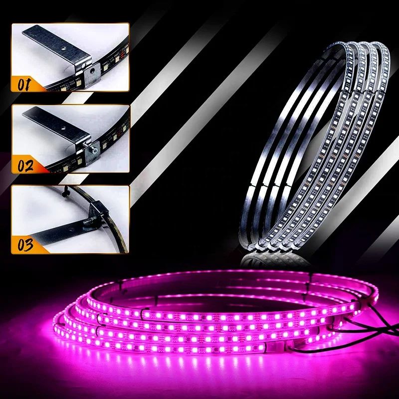 Other Car Light Accessories Color Changing Light RGB Ring  4pcs one Kit With App Control Led Logo Car Wheel Lights