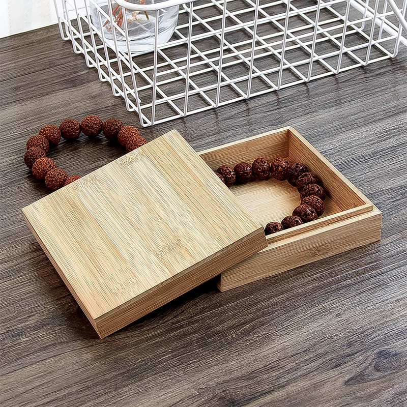 Beautiful best sale custom logo small bamboo bracelet packaging box wooden jewelry gift box