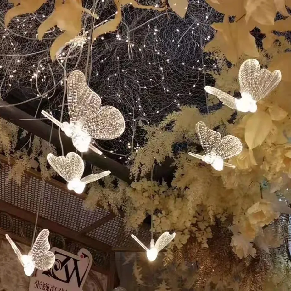 Party Supplies Wedding Stage Decoration Acrylic Bird LED Ceiling Light Event Decor Hanging Light