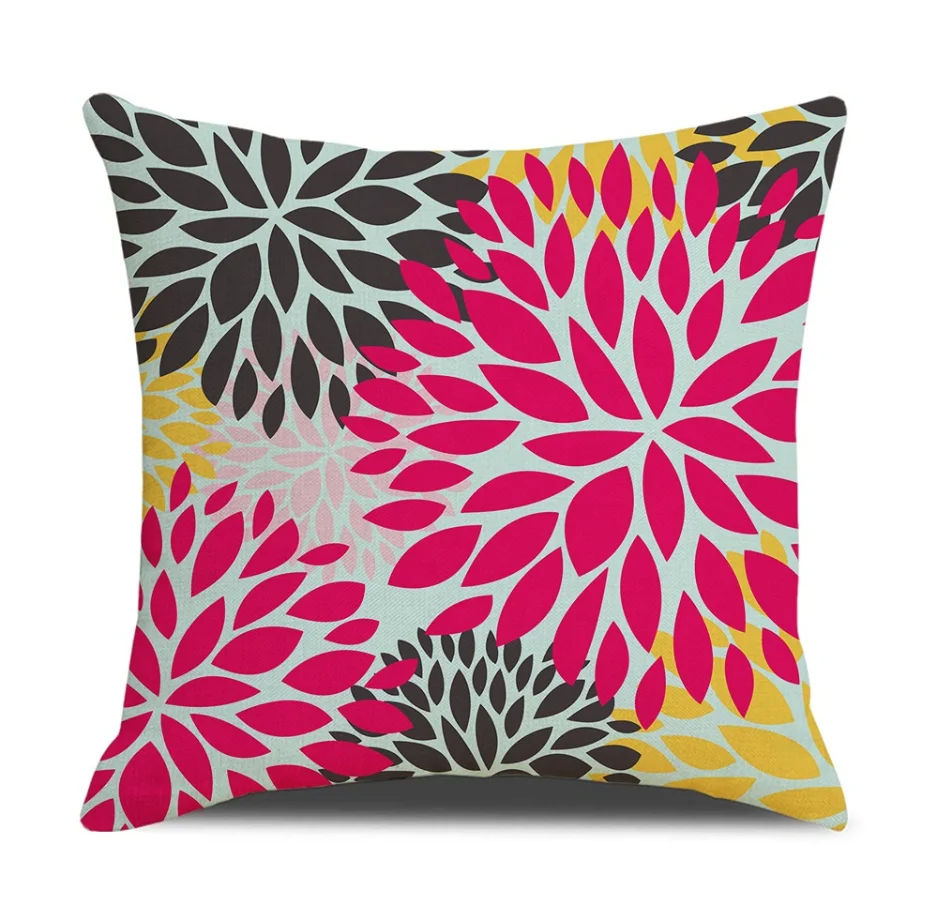 Hot Sell Pink Beautiful Flower Waterproof  Cushion Pillow For Family Rest
