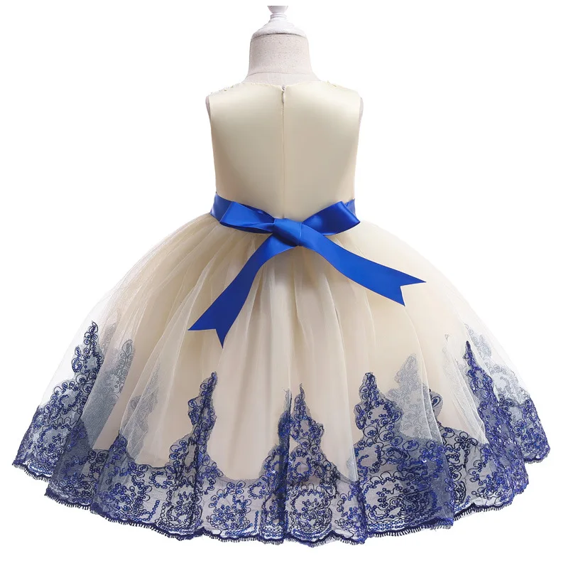 Latest design Luxury lace flower frocks embroidery girl dresses for wedding princess Baby girl dress party
