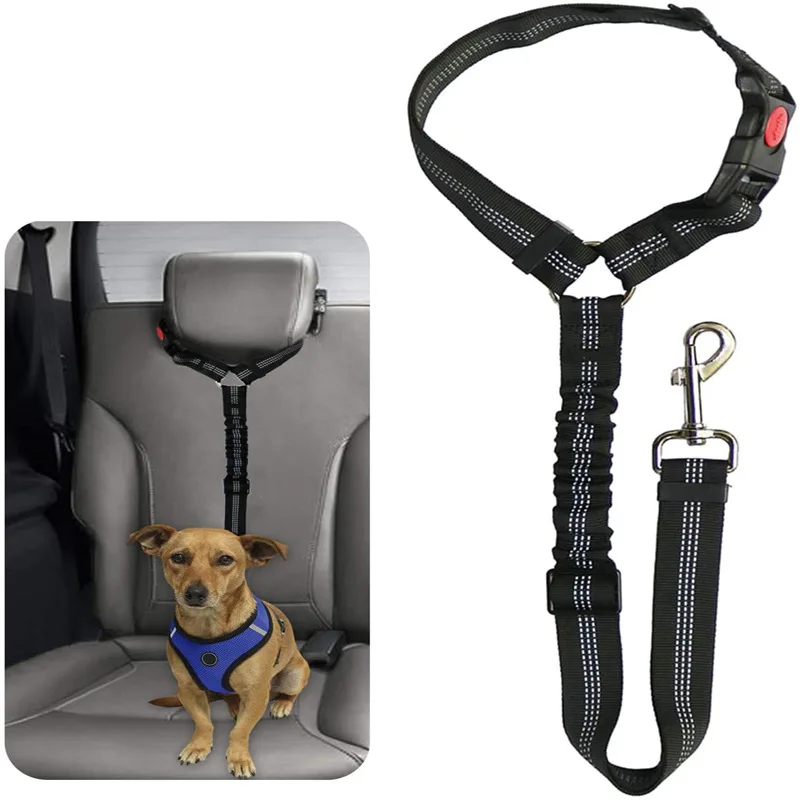 Car Headrest Restraint Adjustable Safety Leads Vehicle Seatbelt Harness Pet Dog Cat Seat Belts