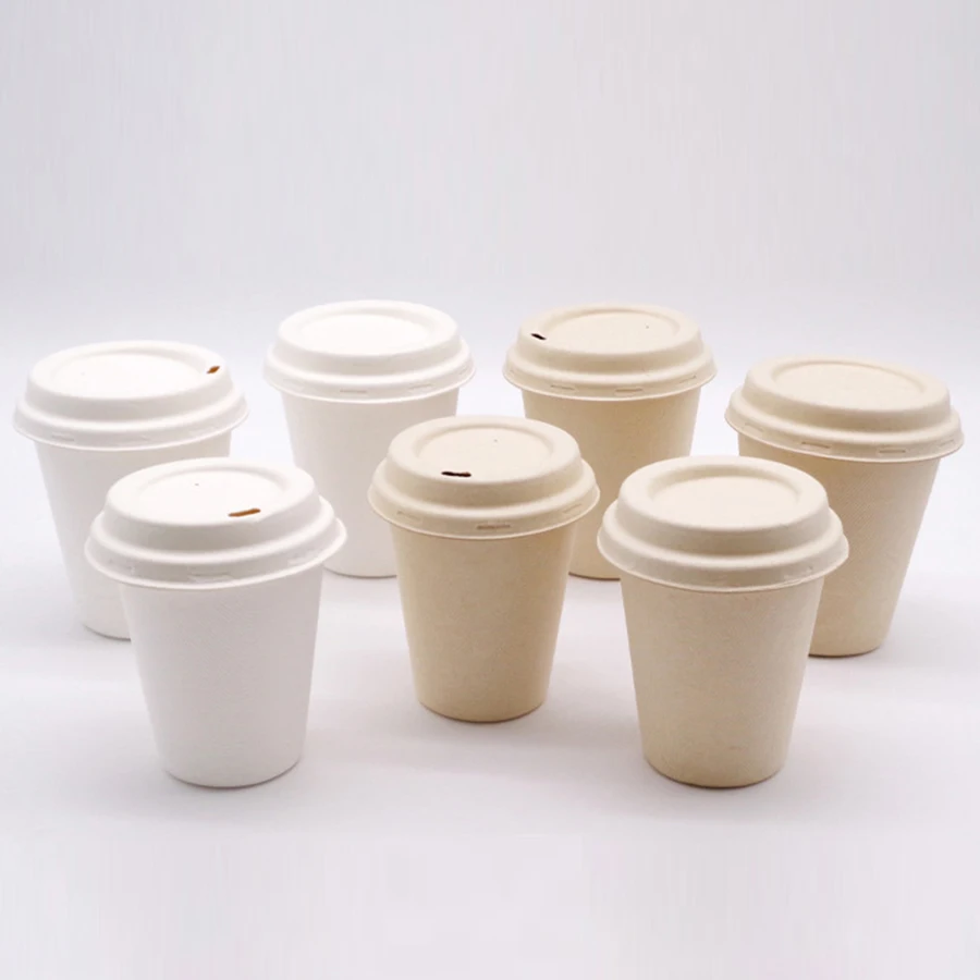 EcoNewLeaf Biodegradable Disposable Sugarcane Bagasse Pulp Paper Coffee Cup Drinking Cup