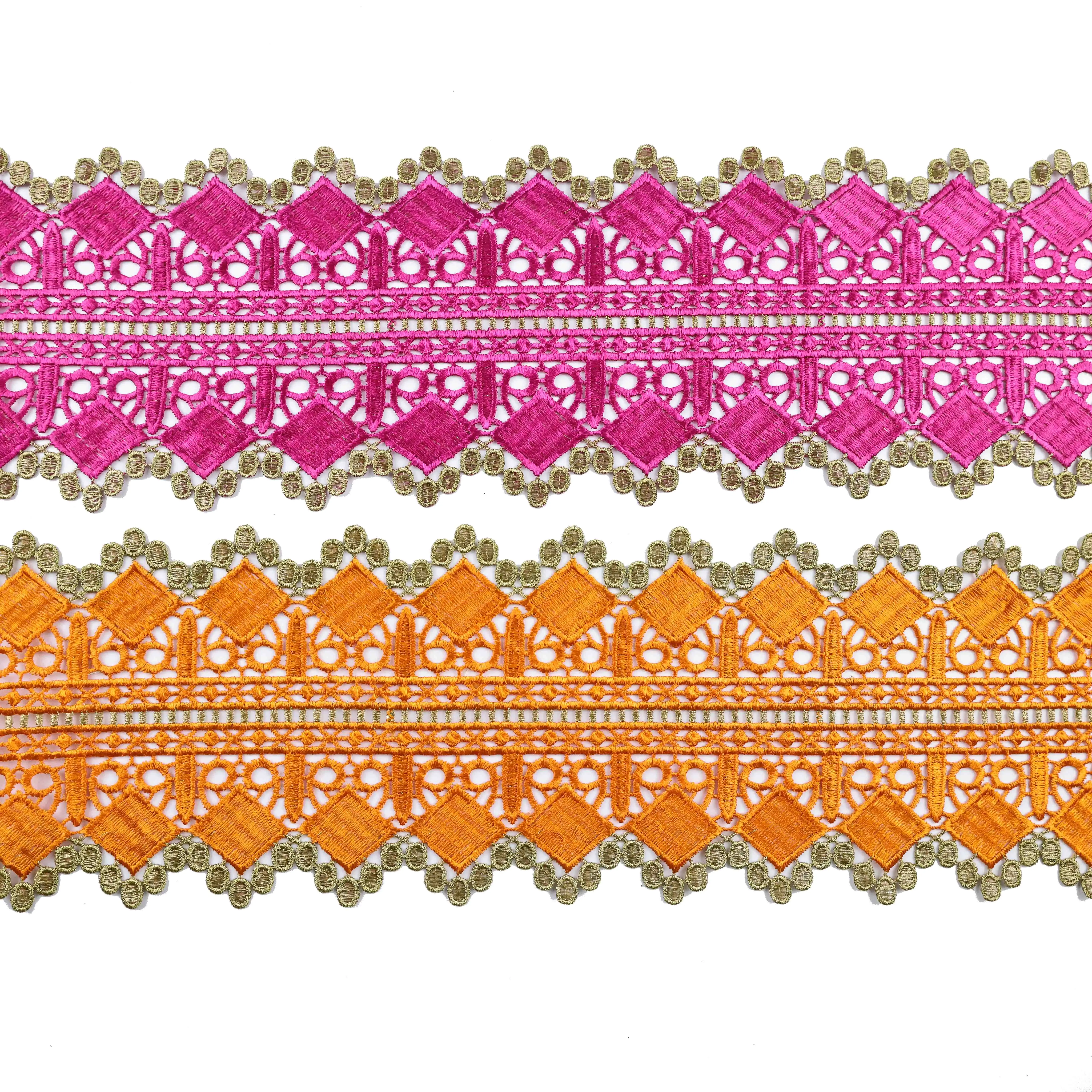 Wholesale High Quality Embroidered  Border Lace Trimming Fabric for Garment