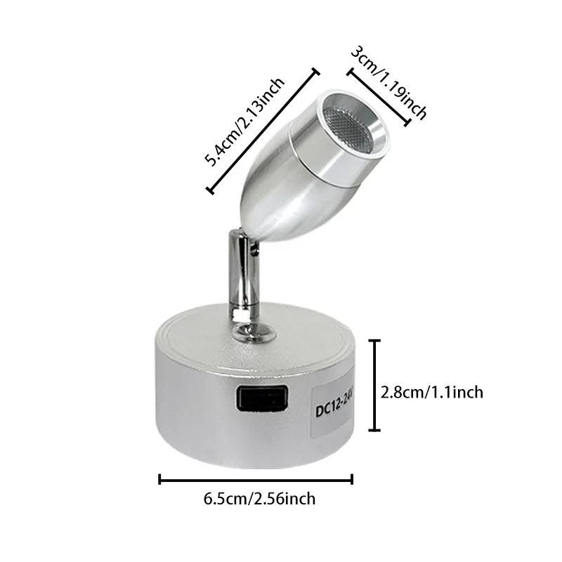 12V-24V USB Interior LED Spot Reading Light RV Boat Camper Bedside Dimmable Lamp
