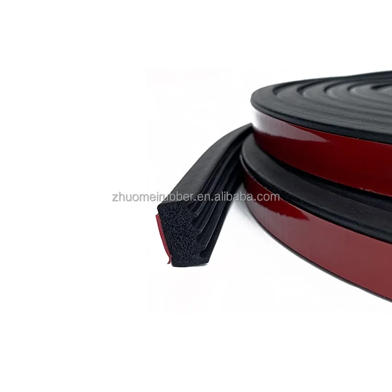 Ribbed Foam Rubber Seal with Tape, Self-Adhesive EPDM Foam Rubber Weather Stripping