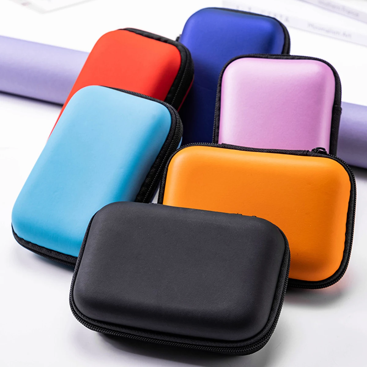 eva foam case pu leather  a9plus small hard oval custom headphone case hard electronics protective case earphones