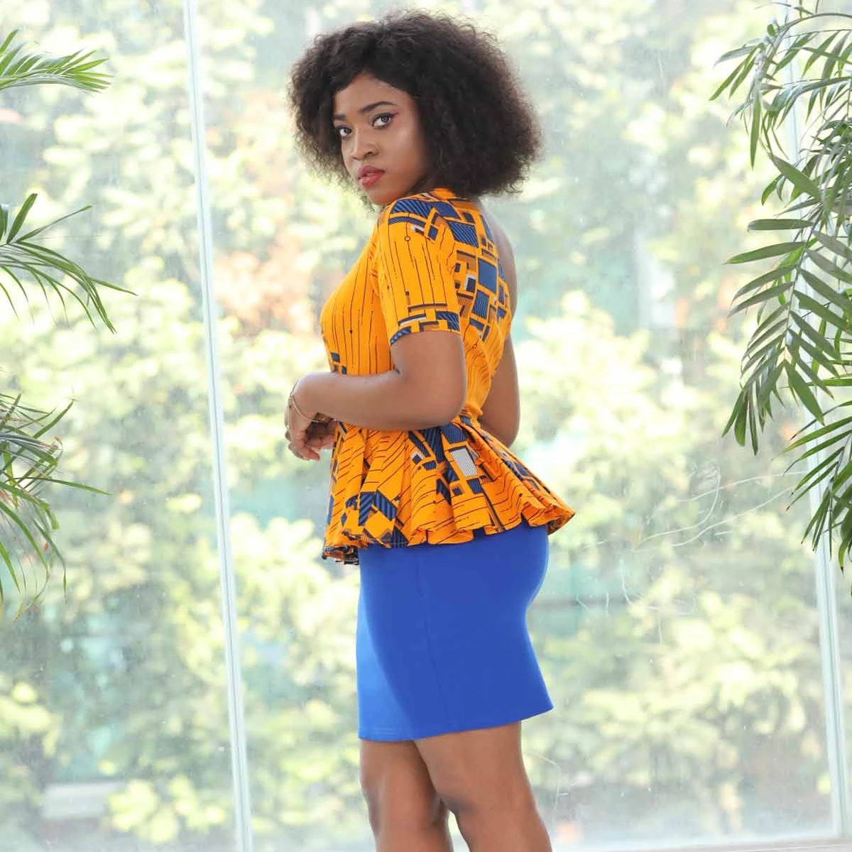 women one shoulder fitted dress ankara design slope shoulder tight dress