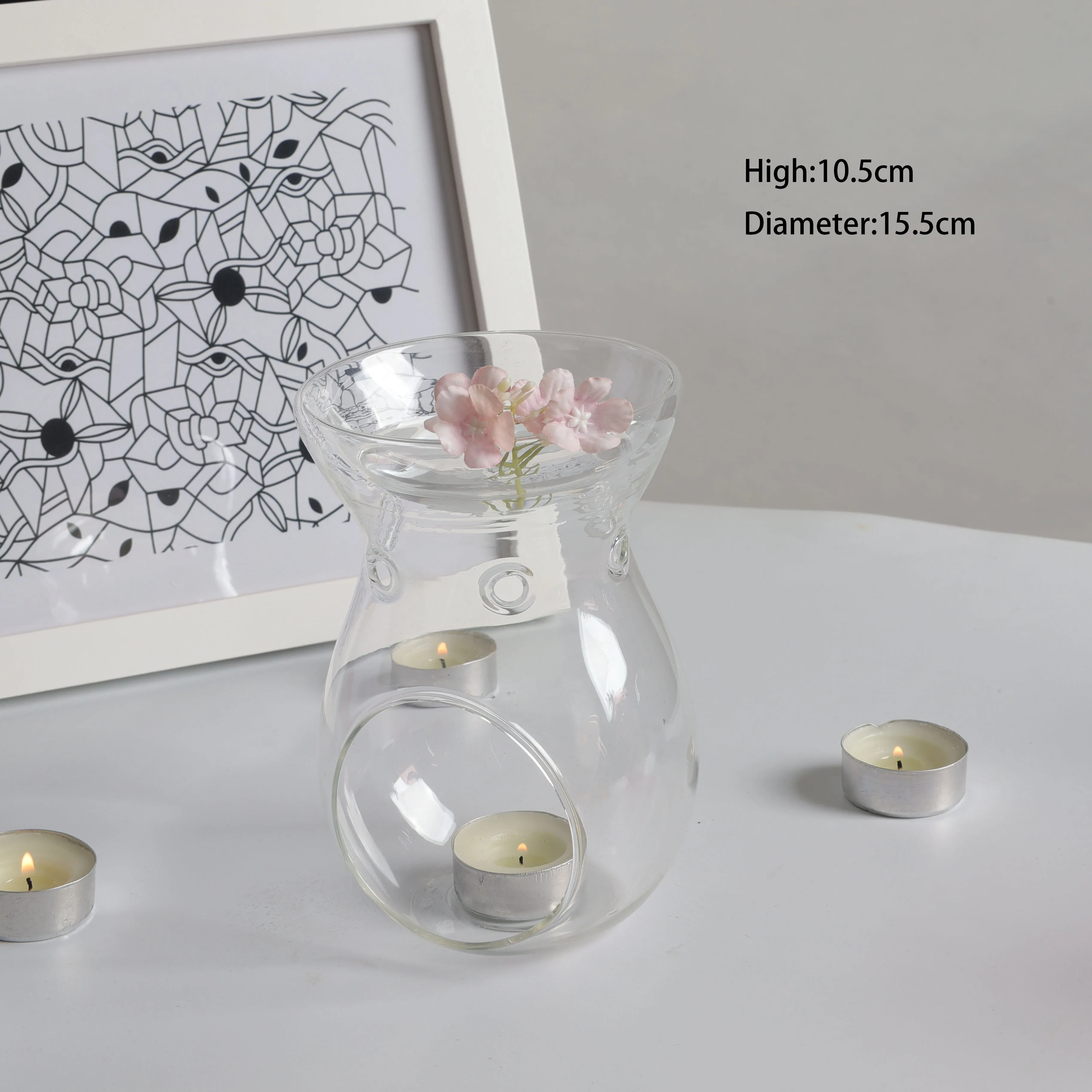 High Borosilicate pyrex Glass Aromatherapy Fragrance Lamp Heat-resistant Glass Candlestick