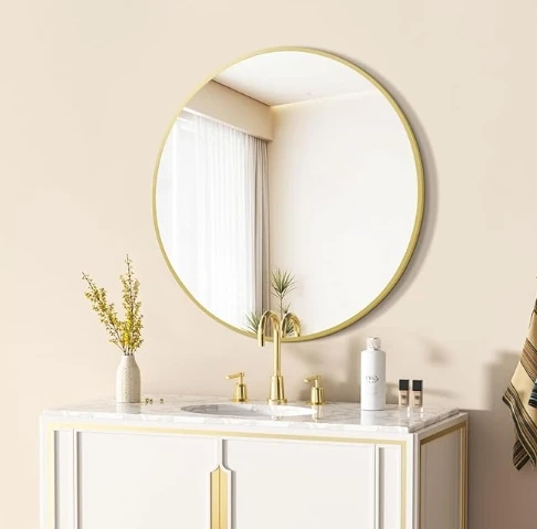 Hot sale customized 50cm small makeup wall mirror aluminium metal mirror for living room