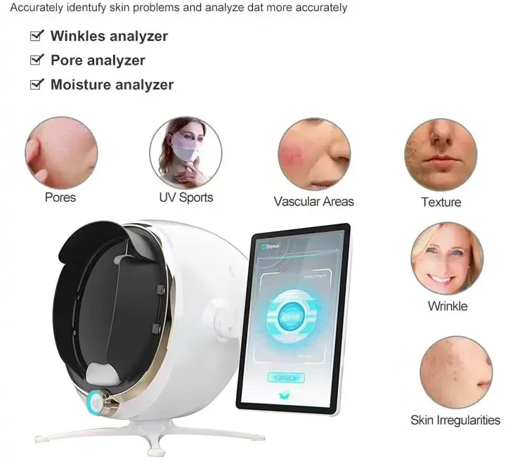 Portable Professional 3d Face Measuring Machine 3d Small Facial Skin Diagnostics Analyzer Skin Analysis System 13 Languages