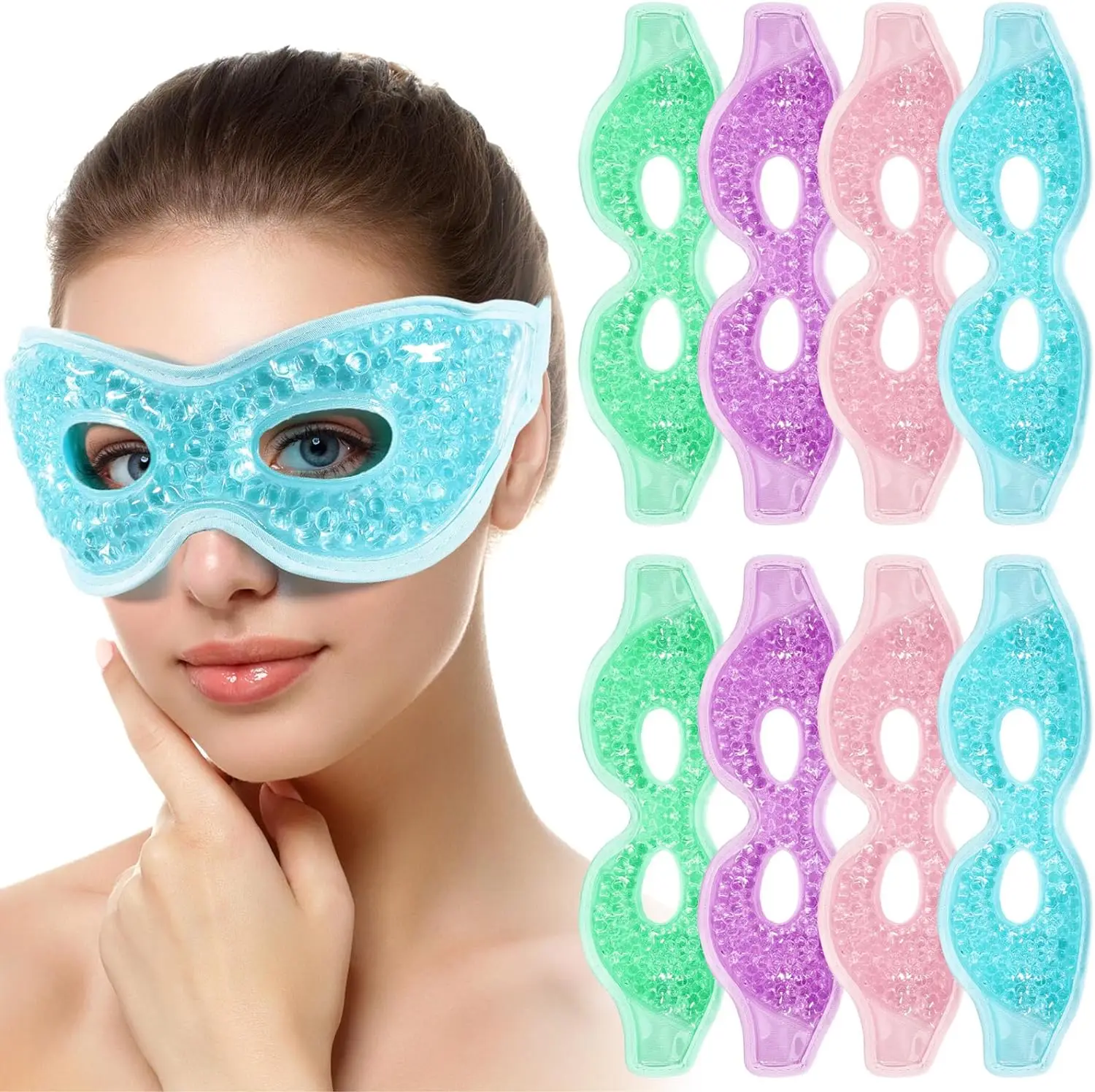 Massager Hot Cold Ice Pack Reusable Gel Beads Eye Mask For Eyes And Beauty Care Reduce Swelling
