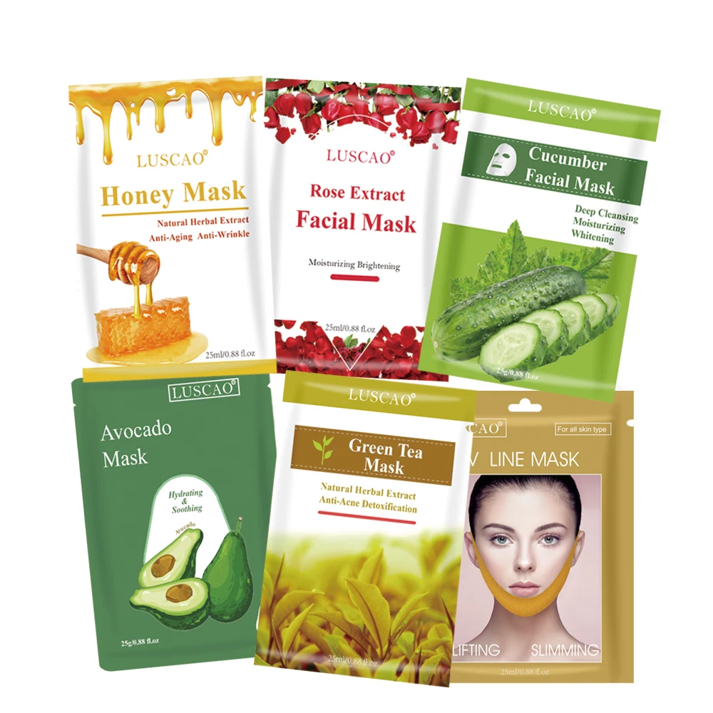 Natural Organic Face Masks Private Label OEM Moisturizing Slimming Sheet Facial Mask