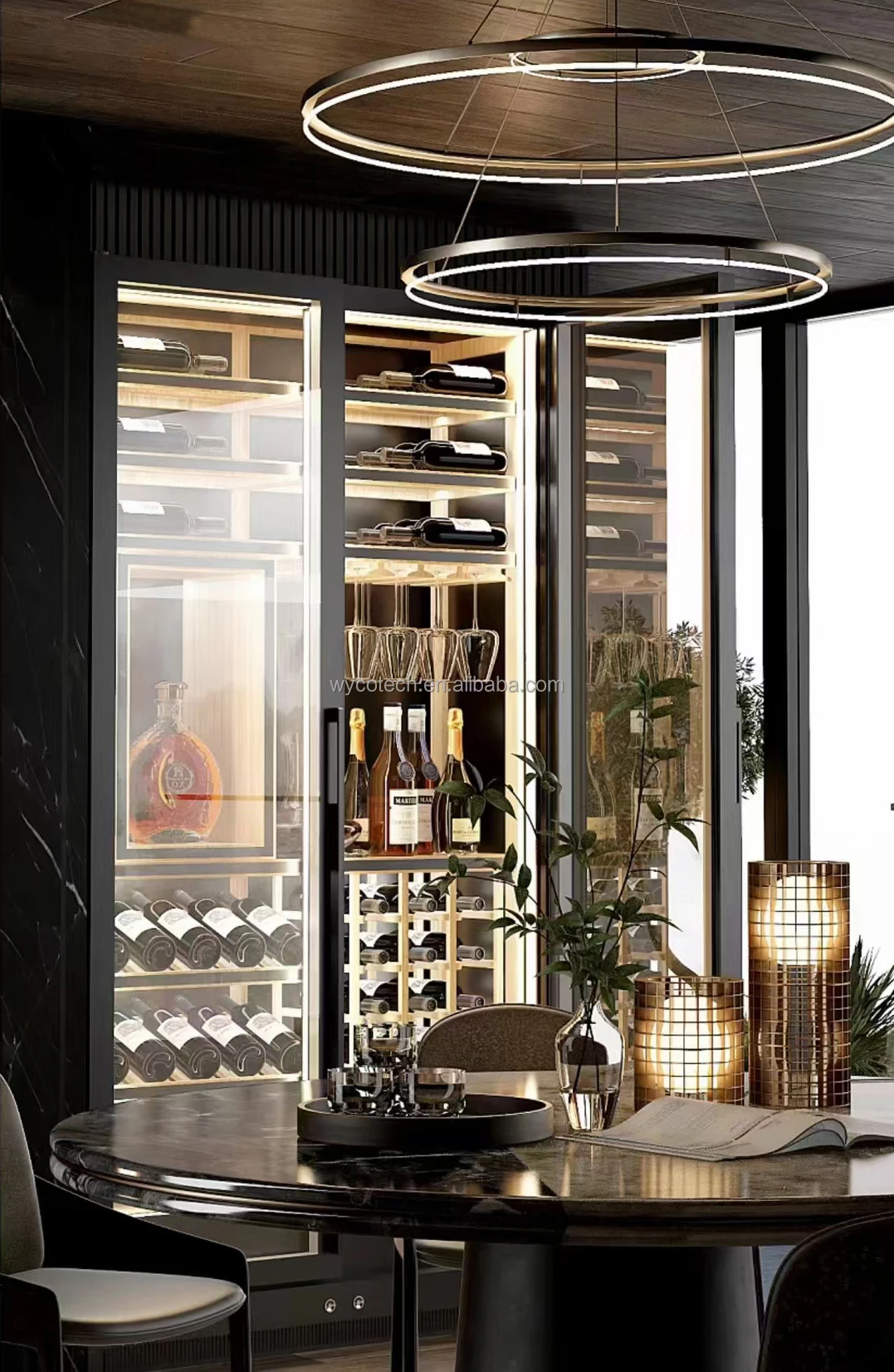 Undercounter Wine Refrigerator with Customized Size H2000mm x D1080mm and Fan Cooling System Undercounter Wine Cooler Fridge