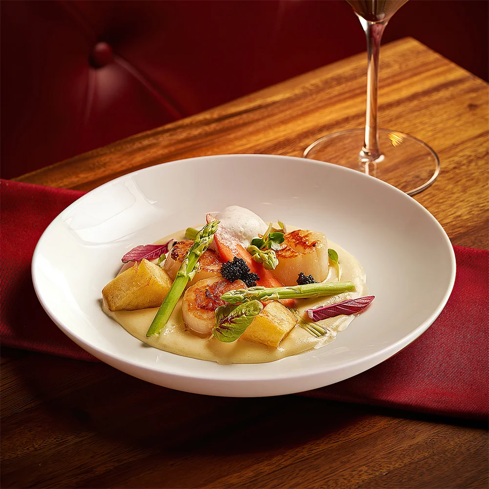 AOOSY Factory Round Fine Bone china Plates White Ceramic Flat Dinner Charger Plate Set for Hotel Wedding Wholesales Dishes