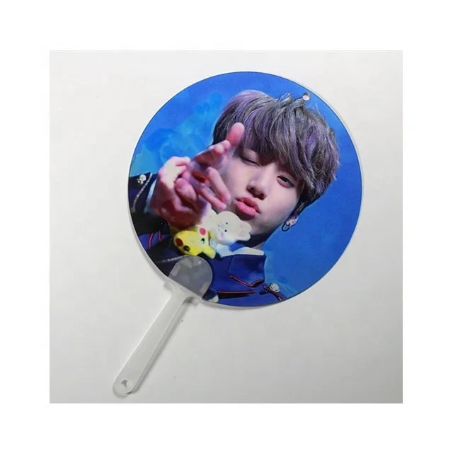 0.6mm  PET  Plastic Korea Celebrity 3d Handfan 3d Lenticular Handfan With Idol Picture