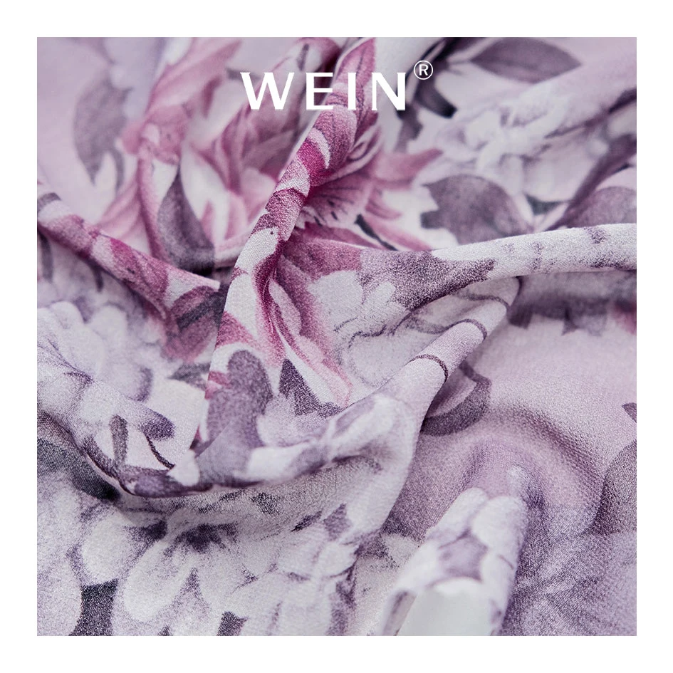 WI-A08 fabrics wholesale tejidos textiles 75D pearl printed fabric pure chiffon dress material for clothing