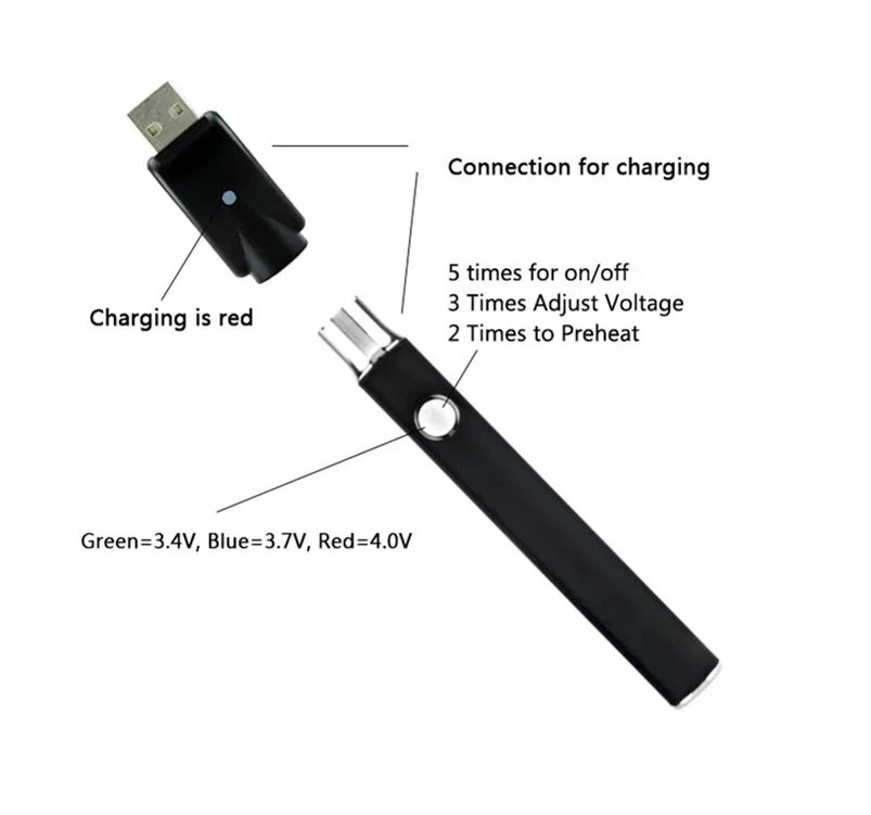 Лидер продаж предварительный нагрев 350 мАч Cbd картридж перезаряжаемый Vertex Vape ручка аккумулятор 510 мини