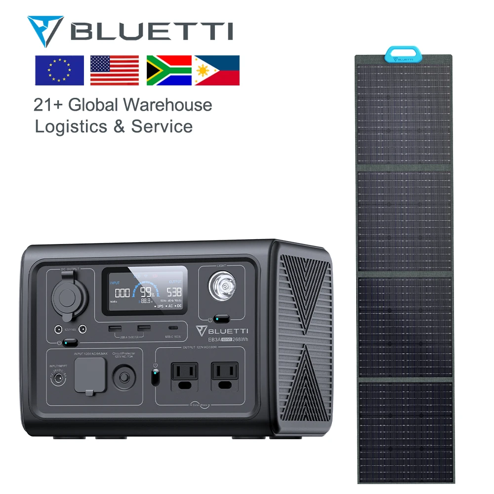 Bluetti EB3A+PV120 Portable Power Station Monocrystalline Solar Panel 500wh For Camping Solar Powered Products