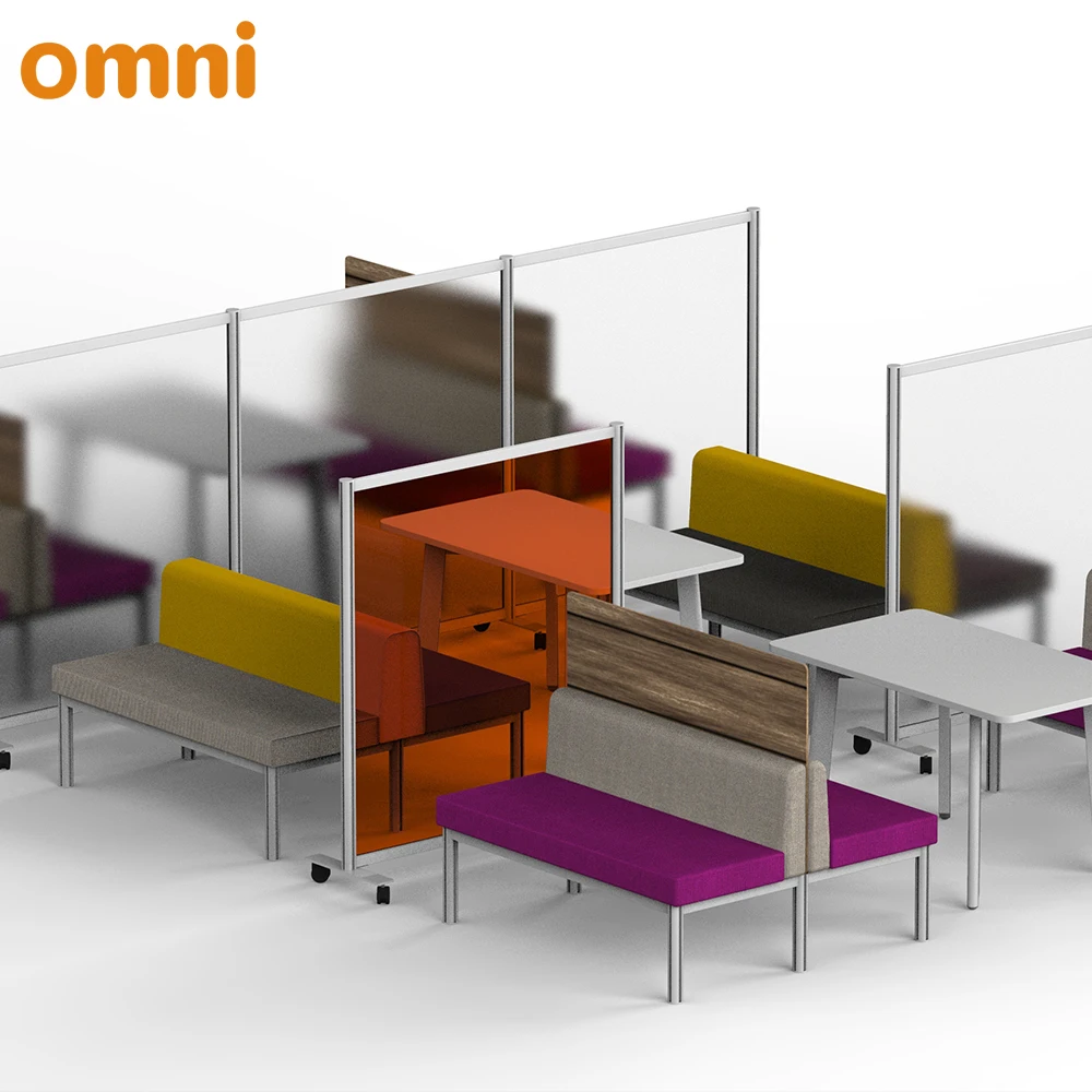 Aluminum Frame Workplace Division Freestanding Partition Screen with Wheels