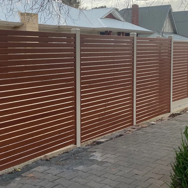 OFDT Decorative Metal Garden Balcony Privacy Composite Designs Outdoor Aluminum Fence Panels Horizontal Slat Fencing