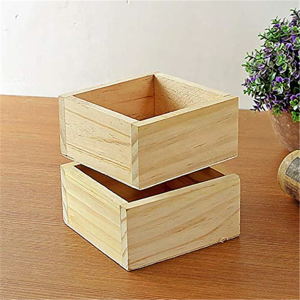 Factory Simple Square Receive Jewelry Decoration Desktop Plant Wood Box
