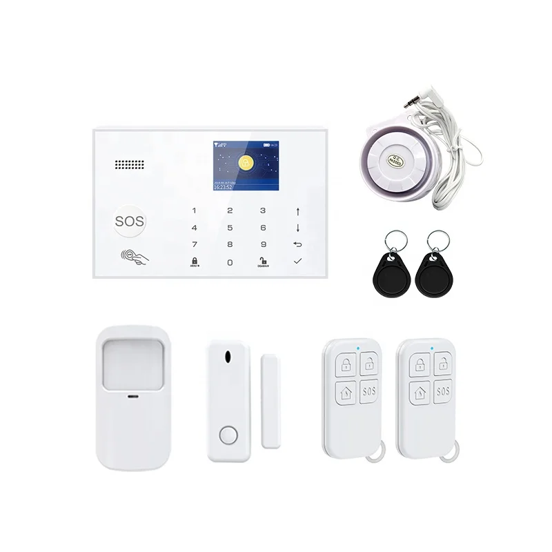 GSM WIFI Smart Home Alarm System Wireless Tuya Burglar Alarm System With Touch Screen Motion Detector Door Window Sensor