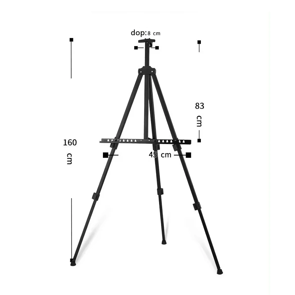 Panwenbo 160cm Adjustable Artist Metal Easel Stand Portable Studio Easel Folding Easel For Artist Painting Display