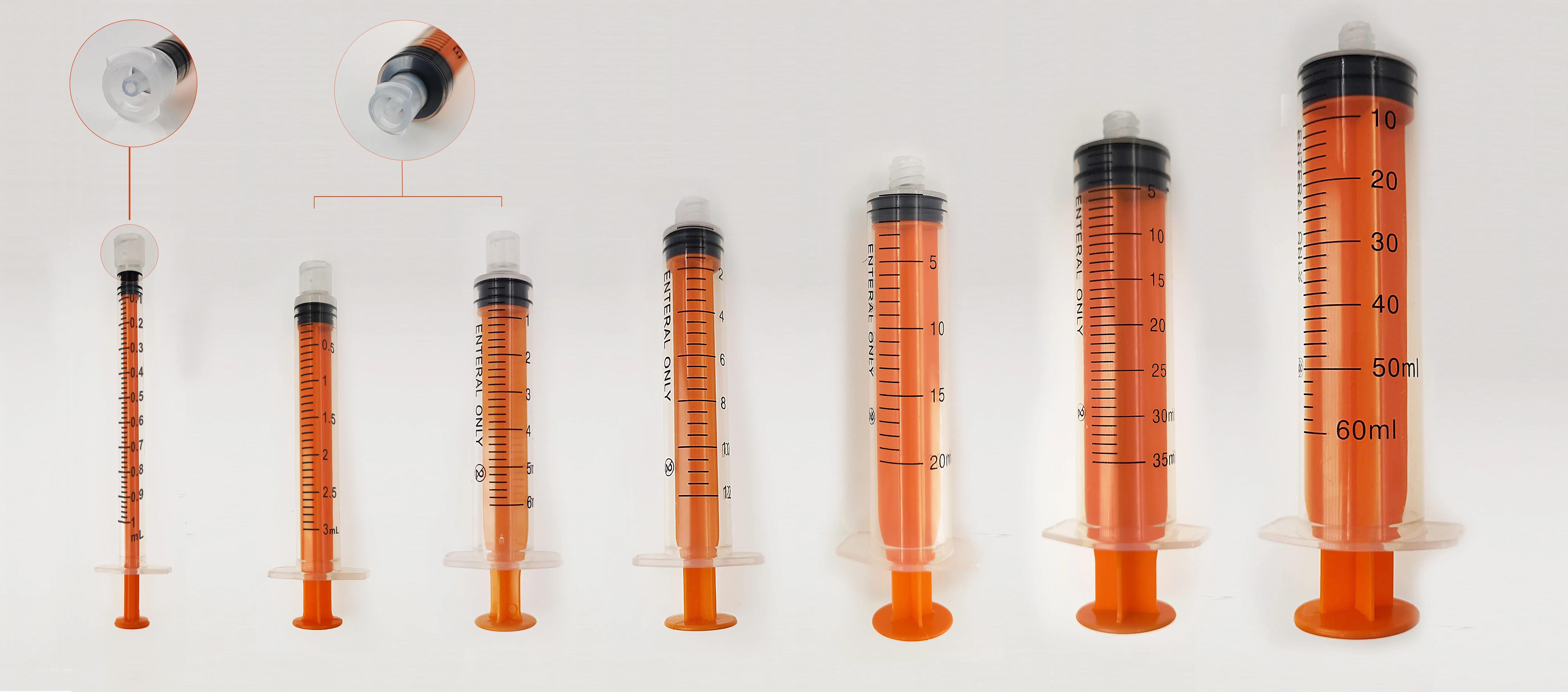 1ml 3ml 5ml 10ml 20ml 30ml 50ml 60ml  High Quality Plastic Feeding Syringe Colorful Enfit Syringes