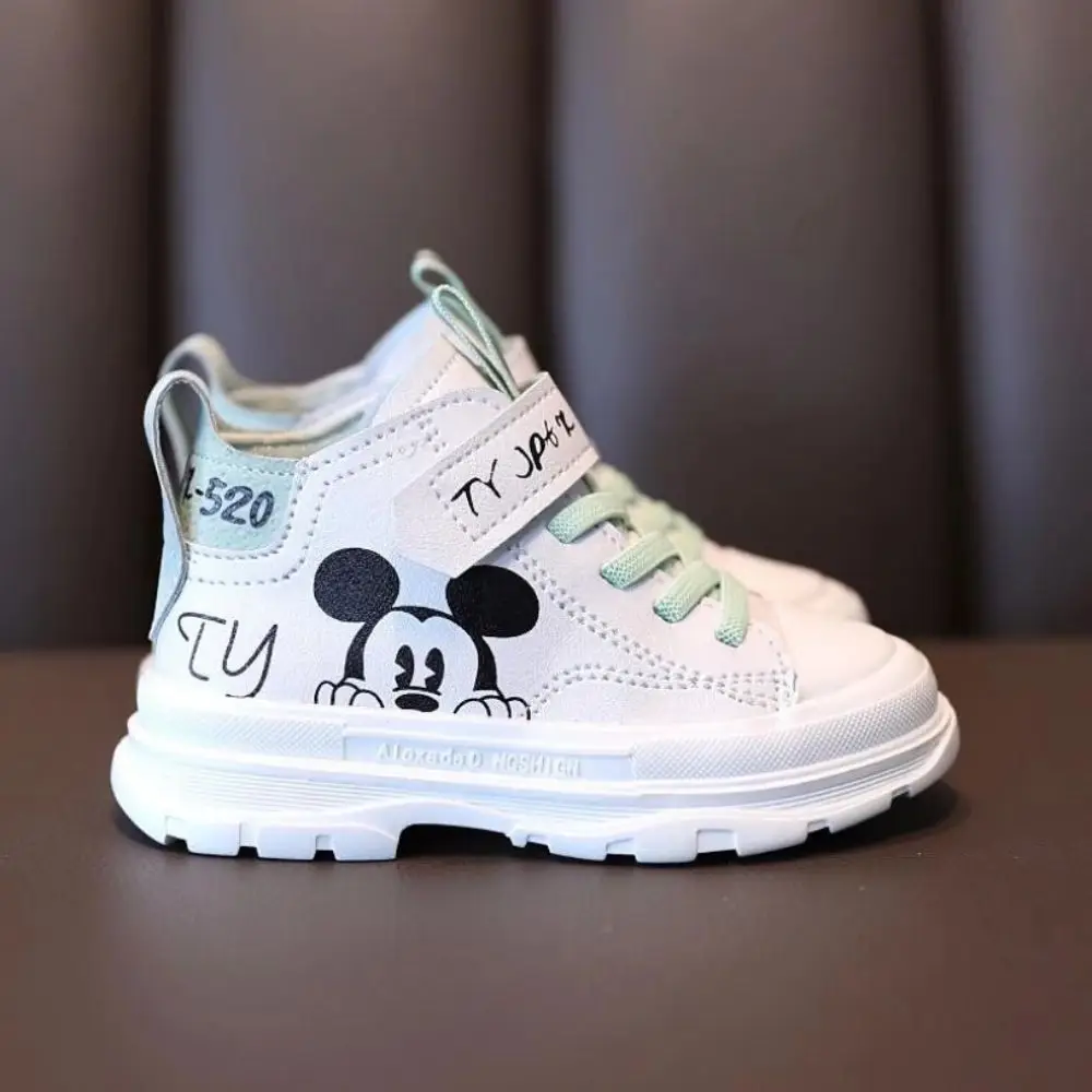 New Children Mickey Mouse Boots Boy Breathable Casual Sneakers Leather Kids Rubber Boots