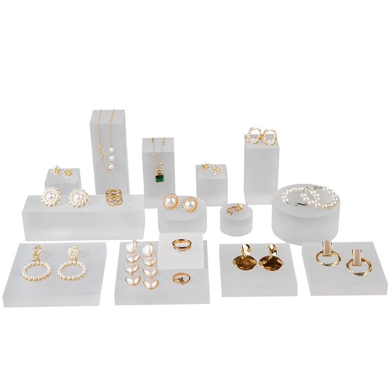Customized Logo Matt Acrylic Vertical Jewelry Bracelet Stand Display Set Dull Polish Acrylic Jewelry Holder For Show Case