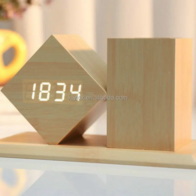 Креативные цифровые светодиодные настольные часы с деревянным держателем для ручек многофункциональный офисный аксессуар модное украшение