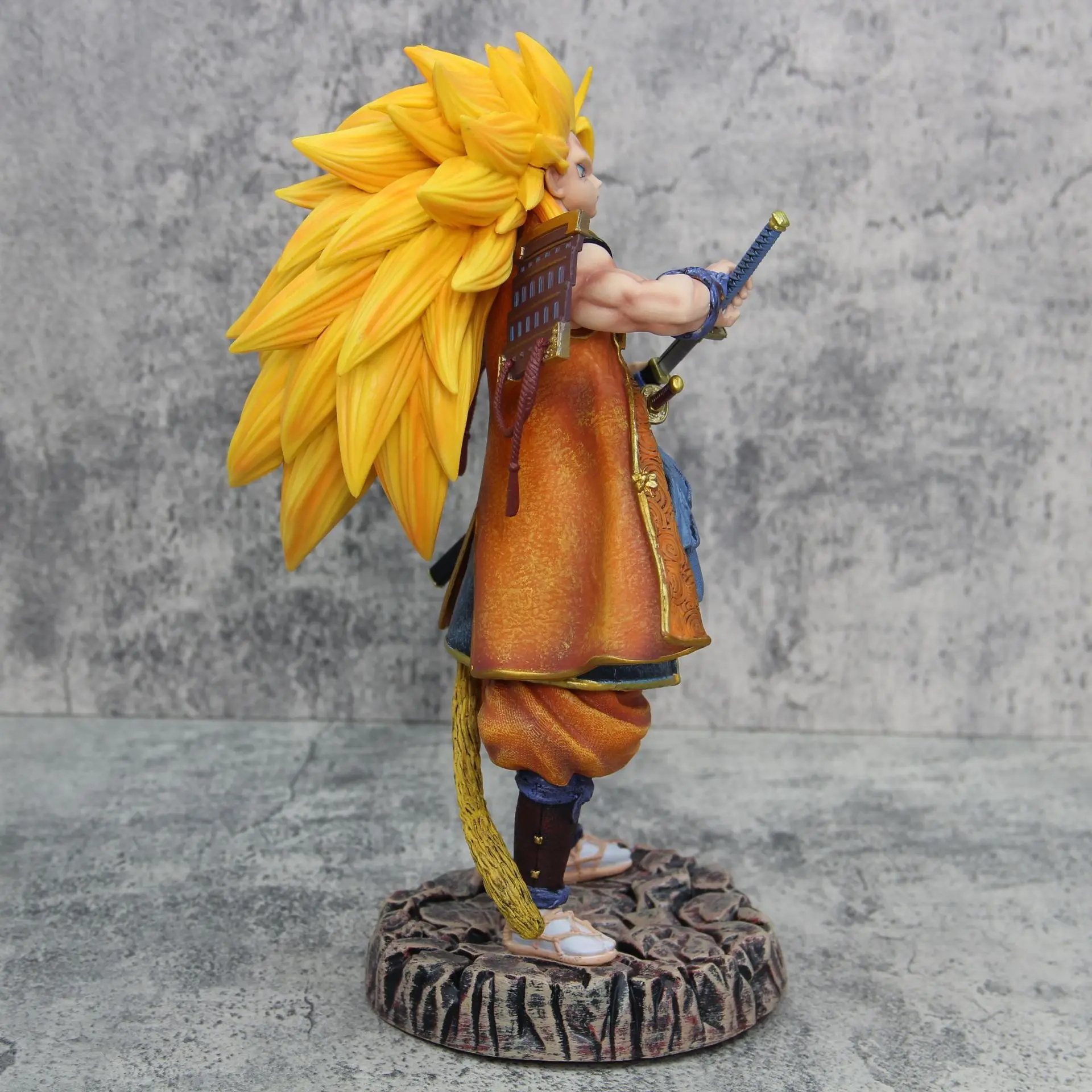 Супер saiyan 3 Гоку нарисовать меч Статуя Дракона шары ПВХ игрушка Самурай аниме фигурка