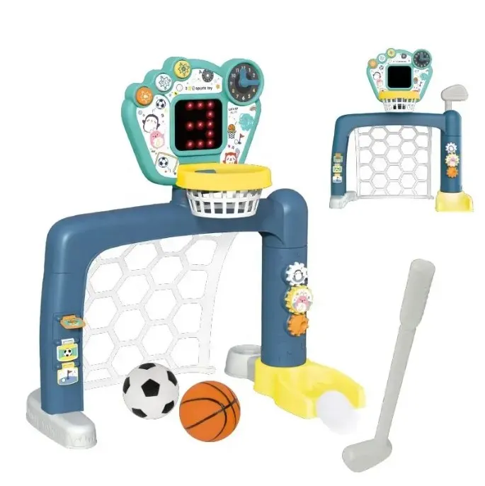 3 In 1 Electric Scoreboard Interactive Early Educational Outdoor Sport Game Football Play Golf Basketball Hoop Toy For Toddler