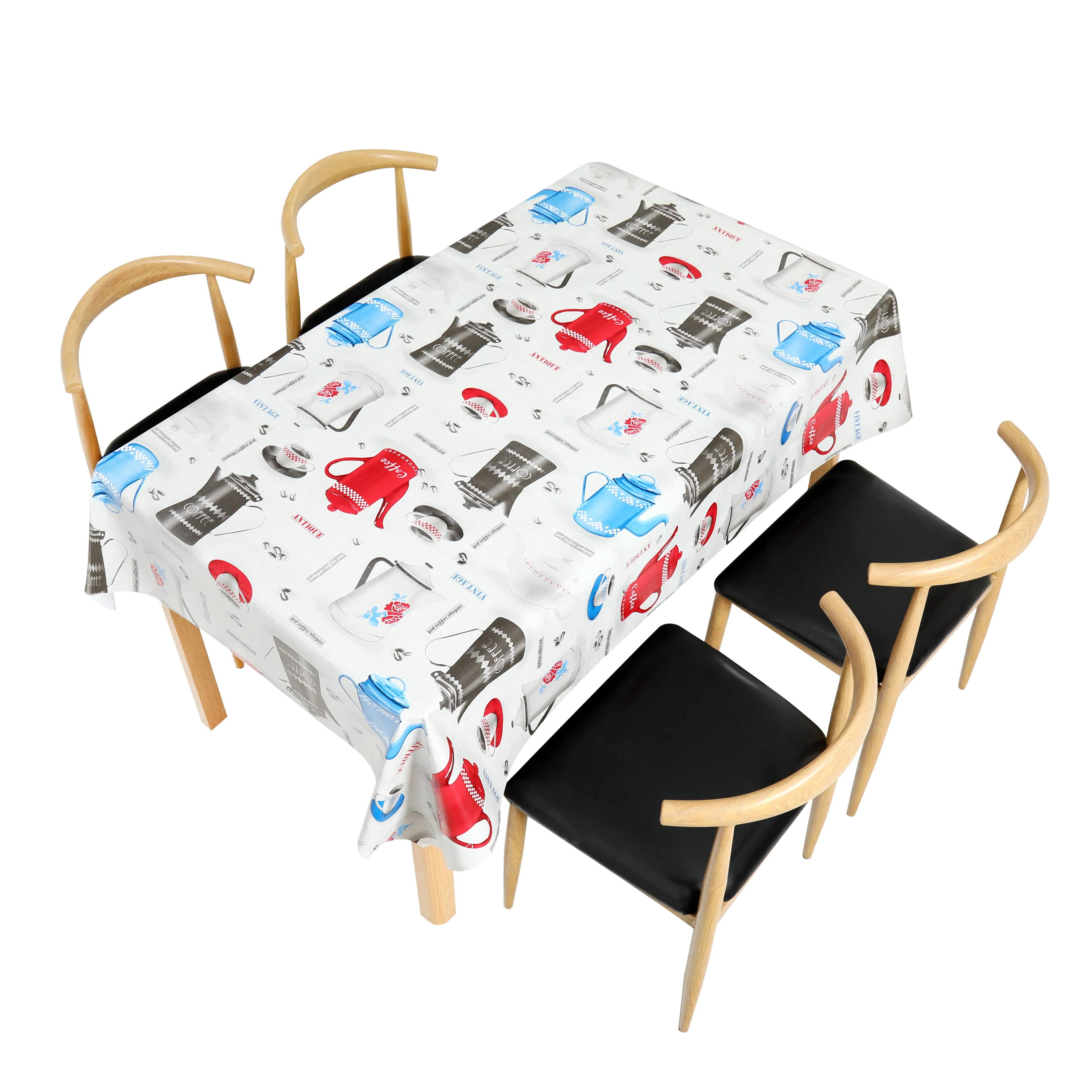 hot beautiful print coffee designs waterproof polyester table cloth non woven backing