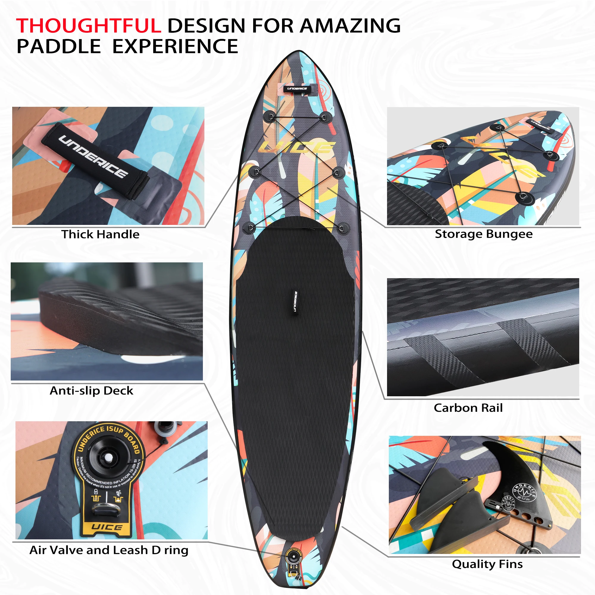 UICE Premium Quality Double Layer Inflatable Stand Up Paddle Board for Fishing Kayak Surfing