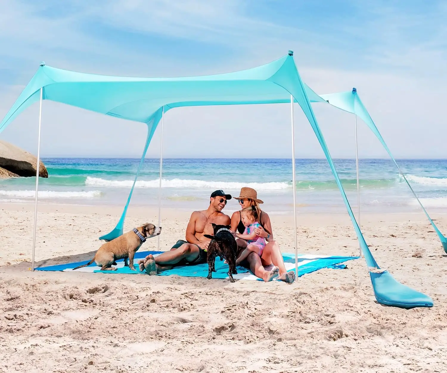 Beach Tent Sun Shelter Outdoor Pop Up Beach Shade Canopy For Camping Fishing Backyard Fun Or Picnics